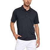 MAGCOMSEN Men's Polo Shirts Short Sleeve T Shirts Golf Shirts Work Shirts Athletic Tee Shirt Running Polo Shirts Active Polo Shirt Gym Shirts for Men Black
