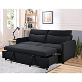 THSUPER Convertible Queen Sleeper Sofa Bed, 75'' Loveseat Pull Out Couch for Living Room - Black