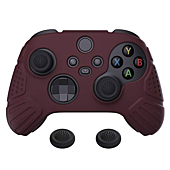 eXtremeRate PlayVital Guardian Edition Wine Red Ergonomic Soft Anti-Slip Controller Silicone Case Cover, Rubber Protector Skins with Black Joystick Caps for Xbox Series S and Xbox Series X Controller