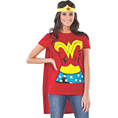 Rubie's womens Dc Comics Wonder Woman T-shirt With Cape and Headband Adult Sized Costumes, Red, X-Large US
