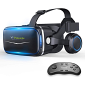 Pansonite VR Headset with Remote Control, 3D Glasses Virtual Reality Headset for VR Games & 3D Movies, Eye Care System for iPhone and Android Smartphones