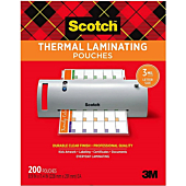 Scotch Thermal Laminating Pouches, 200-Pack, 8.9 x 11.4 Inches, Letter Size Sheets, Clear, 3-Mil (TP3854-200)