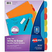 Avery Big Tab Write & Erase Durable Plastic Dividers for 3 Ring Binders, 8-Tab Set, Bright Multicolor, 1 Set (16130)