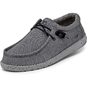 Hey Dude Men's Wally L Stretch Steel Size 10 | Men’s Shoes | Men's Lace Up Loafers | Comfortable & Light-Weight