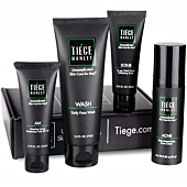 Tiege Hanley Men's Acne System - Level 1 | Acne Treatment Products for Men | Routine Set Contains: Face Wash, Moisturizer, Face Scrub & Salicylic Acid Acne Cream | Uncomplicated Skin Care for Men