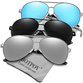 Aviator Sunglasses for Men Women Polarized UV400 Protection Mirrored Lens Metal Frame with Spring Hinges