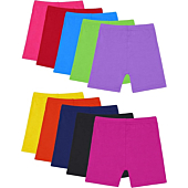 Resinta 10 Pack Dance Shorts Girls Bike Short Breathable and Safety 10 Color (Black,red,Yellow,Blue,Pink,Green,deep Purple,Navy,Purple,Orange, 8-10 Years)