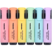 TWOHANDS Highlighter,Pastel Colors,Chisel Tip Marker Pen,6 Assorted Colors, for Adults & Kids,School Supplies,with Large Ink Reservoir for Extra Long Marking Performance 20079