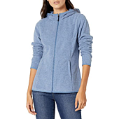 Amazon Essentials Women's Long-Sleeve Hooded Full-Zip Polar Fleece Jacket, Blue Heather, Medium