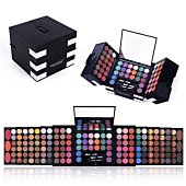 142 Colors Pigmented Shimmer Matte Eyeshadow Palette + 3 Colors Face Blushes + 3 Colors Eyebrow Powder Makeup Set with A Mirror Nude Colorful Eye Shadow Kits Women Gift