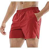 MIER Men's Workout Running Shorts Quick Dry Active 5 Inches Shorts with Pockets, Lightweight and Breathable, Red, M