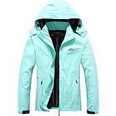 Women's Waterproof Rain Jacket Lightweight Hooded Raincoat for Hiking Travel Outdoor Light Green XL
