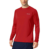 BALEAF Men's Long Sleeve Shirts Lightweight UPF 50+ Sun Protection SPF T-Shirts Fishing Hiking Running Tomato Size S