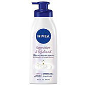 NIVEA Sensitive and Radiant Body Lotion for Sensitive Skin, Unscented Body Lotion With Hypoallergenic Formula, 16.9 Fl Oz Pump Bottle