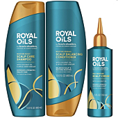 Royal Oils by Head & Shoulders Sulfate Free Scalp Care Shampoo, Moisture Renewal Scalp Balancing Conditioner, and Daily Moisture Scalp Cream Treatment with Coconut Oil and Apple Cider Vinegar