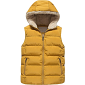 Pursky Big Girl's Winter Vest Waterproof Puffer Fall Sleeveless Warm Jacket Hooded For Kids Outerwear Yellow 8