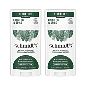 Schmidt's Aluminum Free Natural Deodorant for Women and Men, Fresh Fir & Spice with 24 Hour Odor Protection, Certified Natural, Cruelty Free, Vegan Deodorant 2.65oz 2-pk