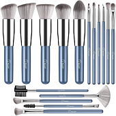 Premium Synthetic Foundation Blending Face Powder Blush Concealers Eye Shadows Make Up Brushes Kit (Blue)