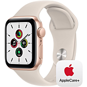 Apple Watch SE (GPS, 40mm) - Gold Aluminum Case with Starlight Sport Band with AppleCare+ for Apple Watch SE (2 Years)