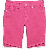 Calvin Klein Girls' Skinny Fit Stretch Denim Bermuda Shorts, Rose/Slant Hem, 14