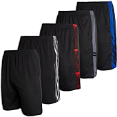 5 Pack: Big Boys Girls Youth Clothing Knit Mesh Active Athletic Performance Basketball Soccer Lacrosse Tennis Exercise Summer Gym Golf Running Teen Running Shorts Quick Dry Fit Knit- Set 12, S (8)