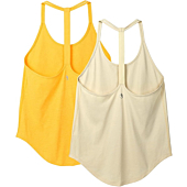 icyzone Workout Tank Tops for Women - Athletic Yoga Tops, T-Back Running Tank Top (S, Cream White/Citrus)