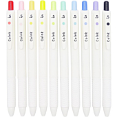 COLNK Color Gel Pens Fine Point 0.5mm for Jouranling Planners, Soft Touch,Retractable White Writing Pens Assorted Colors Ink, Office School Supplies Colorful Pens for Note Taking, Count-10