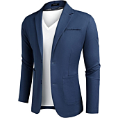 COOFANDY Men's Casual Linen Sport Coat Lightweight Travel Blazer Modern Suit Jacket Navy Blue