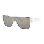 BURBERRY BE 4291 3007/H White Plastic Rectangle Sunglasses Silver Logo Lens