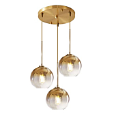 KCO Lighting Gold Gradient Pendant Light Glass Globes Hanging Adjustable Farmhouse Island Lighting 3-Light Large Glass Pendant Light Fixtures Colorful Hanging Lamps for Living Room Kitchen Bedroom