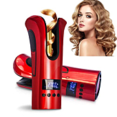 Yitrust Automatic Curling Iron, Auto Ceramic Ionic Barrel,Hair Curler,Anti-Tangle Curling Iron Wand with Digital LCD Temps & Timer, Portable Spin Hair Iron-Red