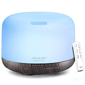 ASAKUKI 500ml Premium, Essential Oil Diffuser with Remote Control, 5 in 1 Ultrasonic Aromatherapy Fragrant Oil Humidifier Vaporizer, Timer and Auto-Off Safety Switch