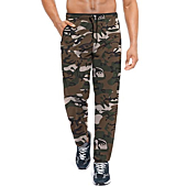G Gradual Men's Sweatpants with Zipper Pockets Open Bottom Athletic Pants for Men Workout, Jogging, Running, Lounge (Green Camo, Small)