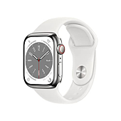 Apple Watch Series 8 GPS + Cellular 41mm Silver Stainless Steel Case with White Sport Band - M/L