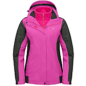 Little Donkey Andy Women's 3 in 1 Winter Ski Jacket Warm Fleece Liner Jacket Waterproof Windproof Snow Coat & Detachable Hood Rose/Grey XS