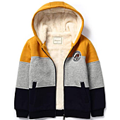 Bumeex Toddler Boy's Sherpa Fleece lined Jacket,Yellow Spring Fall Winter Warm Zip up Sweatshirt Hoodie 4t