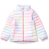 Amazon Essentials Girls' Lightweight Water-Resistant Packable Mock Puffer Jacket, Pink, Ombre, X-Small