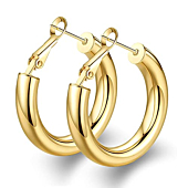 wowshow Chunky Thick Gold Tube Hoops Earrings for Women