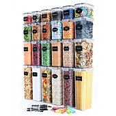 Airtight Food Storage Containers Set with Lids (24 Pack) for Kitchen and Pantry Organization - BPA Free Kitchen Canisters for Cereal, Rice, Flour & Oats - Free Marker and 24 Labels