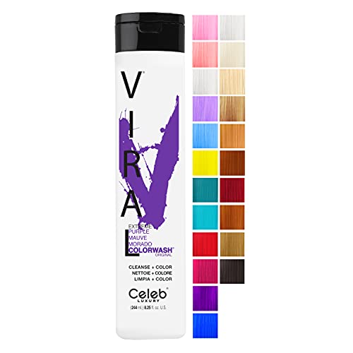 Celeb Luxury Viral Colorwash, Professional Semi-Permanent Hair Color Depositing Shampoo, Purple