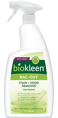 Biokleen Bac-Out Enzyme Stain Remover - 32 Ounce - Natural Foam Spray, Destroys Stains & Odors Safely, for Pet Stains, Laundry, Diapers, Wine, Carpets, Eco-Friendly, Non-Toxic, Plant-Based