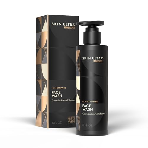 MANSCAPED® Skin Ultra™ Face Wash - Men's Exfoliating Facial Cleanser Enriched with Ceramides for Hydrated, Soft, Smooth & Brighter Skin, AHA Complex for Exfoliation, Non-Irritating Formula, 6 fl oz