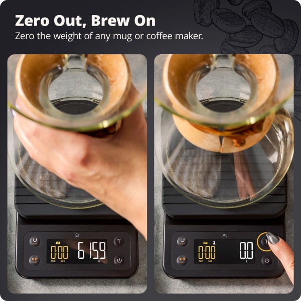Greater Goods Silicone Coffee Scale For Pour Over Maker Timer For Great French Press Onyx Black