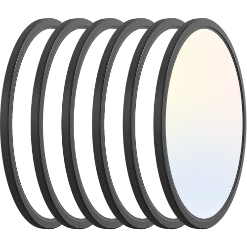 zemty 6Pack 12 Inch LED Flush Mount Ceiling Light, Super Slim 28W 3200lm LED Ceiling Light, 3 Color Temperature in One 3000k/4500k/6000K Ceiling Light Fixture for Bedroom, Kitchen, Dining Room Black