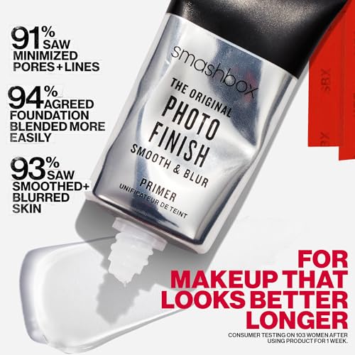 Smashbox The Original Photo Finish Smooth & Blur Oil-Free Makeup Primer - Infused with Vitamin A & E, Reduces The Appearance of Fine Lines and Pores - Travel Size, 0.34 fl oz