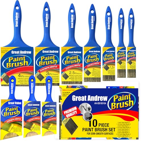 10 Pack Professional Painters(4INCH 3INCH 2INCH 2.5INCH 1INCH 1.5INCH) Heavy Duty Paint Brush, paintbrushes,Paint Brushes Set, Paint Brushes, Painters Tools, Painters Brush, Painters Paintbrush