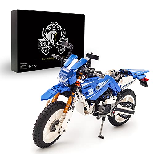 ShupBear Creator Expert Blue Super Cross-Country Motorcycle Set,Adult Car Model,Building Blocks 799 PCS