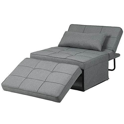 Ainfox Sofa Bed, 4 in-1 Sleeper Chair Bed Multi-Function Folding Convertible Couch Chair Ottoman Bed for Apartment, Small Space (Sky Gray)