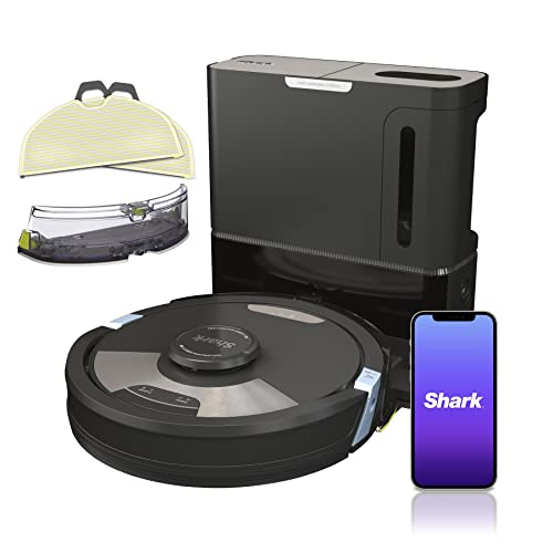 Shark AI Ultra 2in1 Robot Vacuum & Mop with Sonic Mopping, Matrix Clean, Home Mapping, HEPA Bagless Self Empty Base, CleanEdge Technology, for Pet Hair, Wifi, Works with Alexa, Black/Silver (RV2610WA)