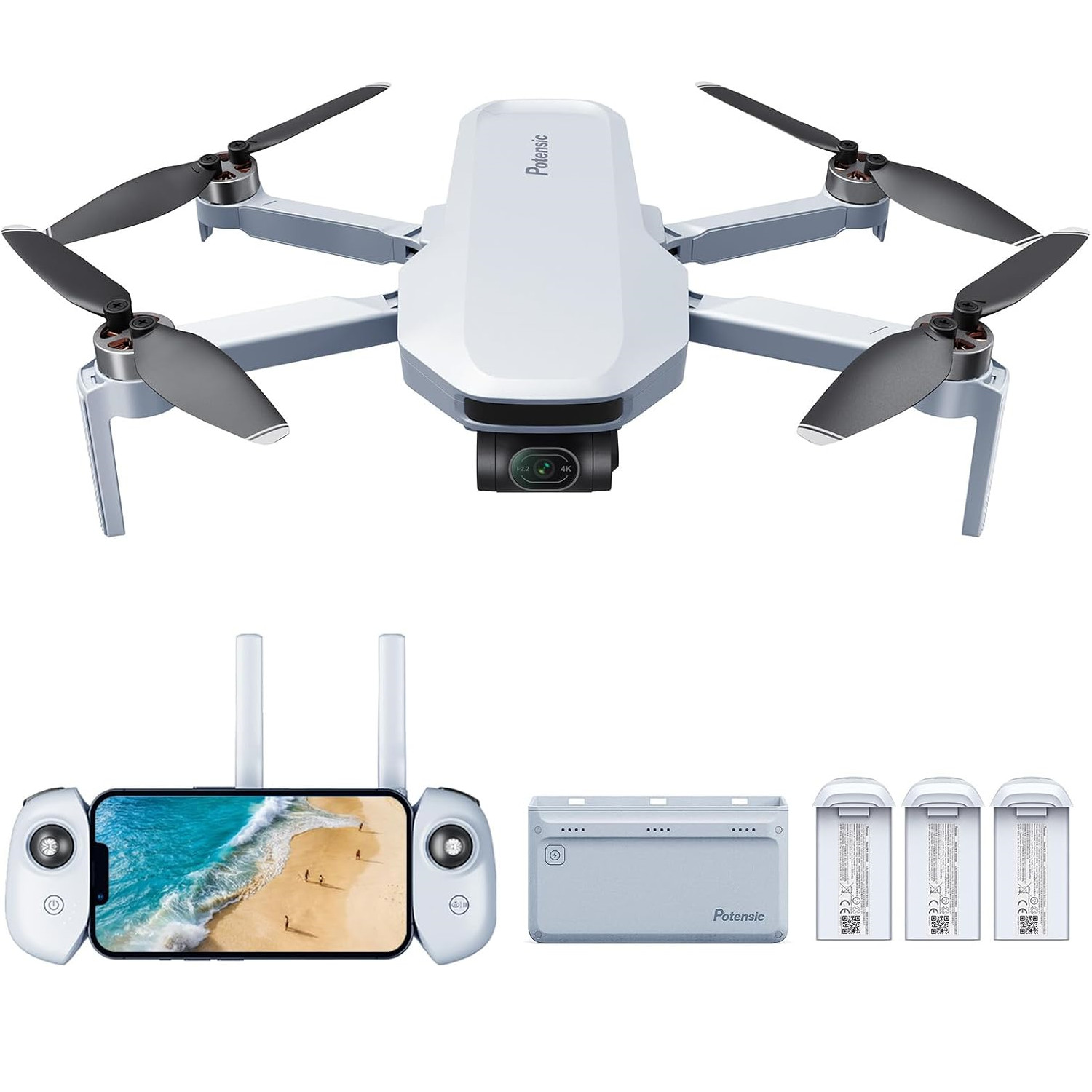 Refurbished Potensic ATOM Drone 3-Axis Gimbal 4K QuickShots 249g Fly More Combo